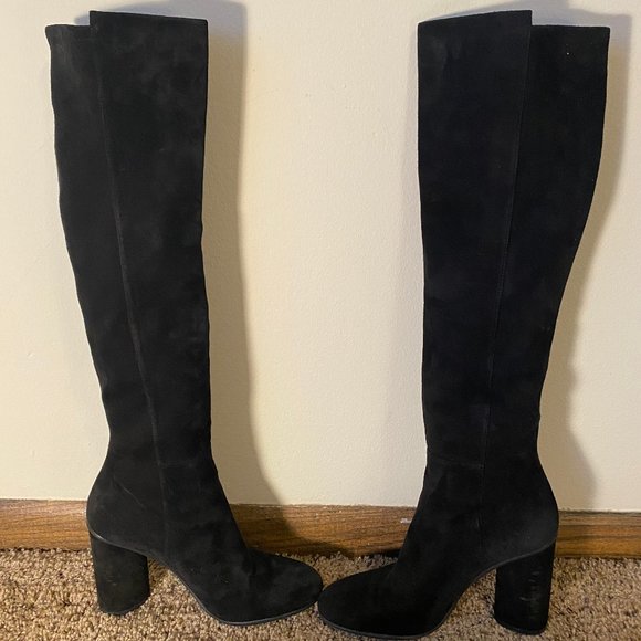 Tall Black Stuart Weitzman Suede Boots, Size 8 - Picture 9 of 11